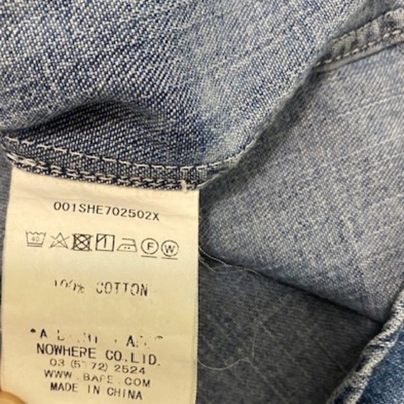 BAPE A Bathing Ape Women's Denim Floral Button Up Shirt Size S - Picture 9 of 11